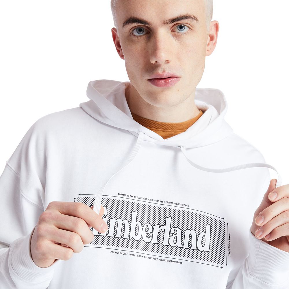 Hanorac Timberland Barbati Albi - Logo Hoodie - Romania - HZTXDF803